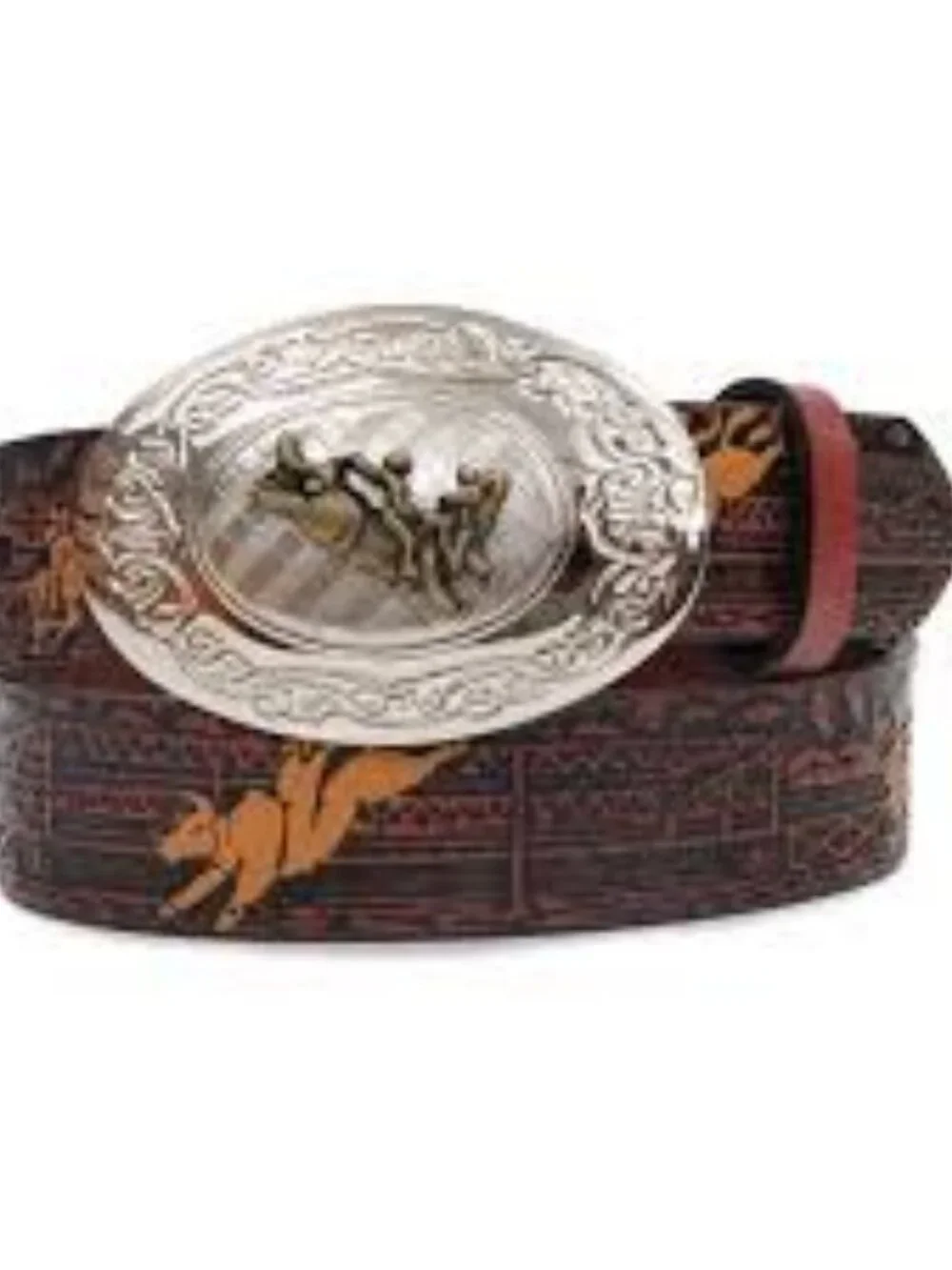 Nocona Kids Rodeo Printed Brown Leather Belt N4422002, Size 26 NEW With Tags